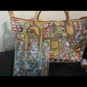 Dooney & Bourke Clear Weekender Tote and mini bag. Smoke Free Home.